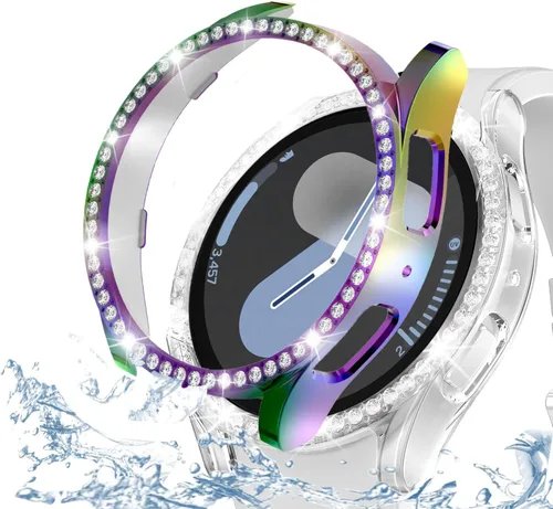 Miniatura 48 de DEALELE Paquete de 1 + 3 fundas y protector de pantalla compatible con Samsung Galaxy Watch FE / 5/4 de 1.575 pulgadas, funda protectora