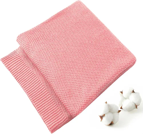 Miniatura 15 de Treely manta de punto de 100 % algodón, para sofá, silla, cama, decoración del hogar, manta de punto decorativa, suave y acogedora, 50 x 60 Marrón