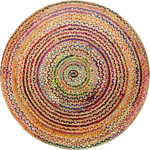 Miniatura 14 de COTTON CRAFT Alfombra de Trapo Chindi Trenzada de Yute y Algodón - Boho Granja Rústica - Tejida a Mano Reversible de Yute Natural y Algodón