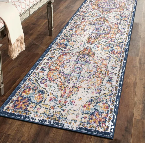 Rugshop - Alfombra bohemia envejecida vintage para sala de estar, dormitorio, pasillo, cocina, entrada con diseño tribal multicolor vibrante, 2 x 7