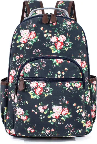 Miniatura 62 de Leaper Mochila para laptop para mujer: linda mochila floral para escuela, universidad, viajes, trabajo, mochila ligera para niños, Negro margarita