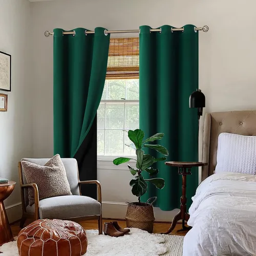 Miniatura 2 de BGment - Cortinas con aislamiento térmico para habitación, 100 % opacas, con forro negro, cortina de doble capa con ojales, reduce el ruido