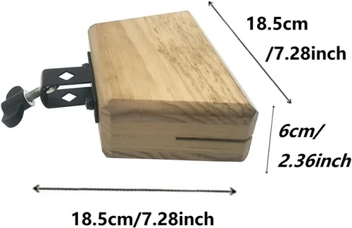 Miniatura 5 de Bloque de madera de 6.9 pulgadas de madera de bloque de percusión de mano para montaje de tambor de percusión de 3/8 pulgadas, accesorios de soporte