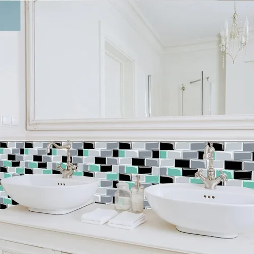 Miniatura 8 de Adhesivos para azulejos decorativos para azulejos de despegar y pegar, despegar y pegar, lámina de azulejos ignífugos, azulejos de cocina, baño, 10