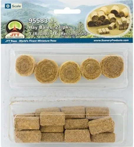 Miniatura 2 de JTT Scenery - Mezcla de balas de heno de 0.75" a 1" 21/Pkg-5 Redondo y 16 Rectangular