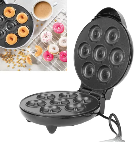 Mini máquina de donas para niños, sándwich de gofres y más aperitivos, máquina eléctrica portátil para hacer donas con antiadherente para 7 donas,