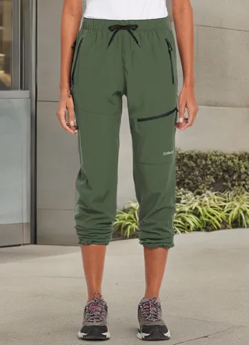 Miniatura 8 de BALEAF - Leggings tipo capri para mujer, con bolsillos, cintura alta, longitud hasta la rodilla, elásticos, pantalones casuales de yoga