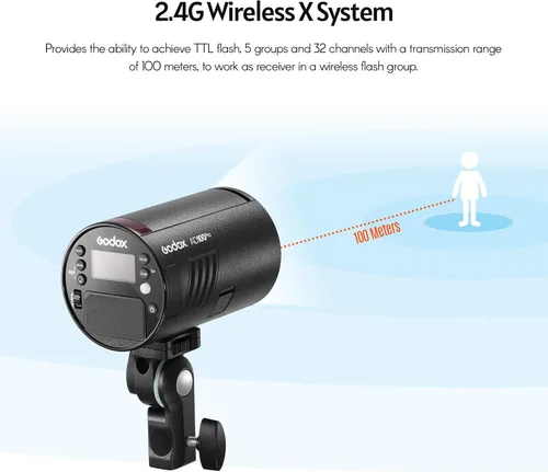 Miniatura 4 de GODOX AD100Pro Luz de Flash de Estudio en Bolsillo para Fotografía con Pantalla OLED 5800K 1/8000s Sync TTL/Multi/M Flash Integrado 2.4G Wireless X