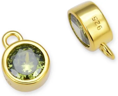 Miniatura 16 de Adabele Auténtico colgante de plata de ley chapada en oro amarillo de 18 quilates con circonia cúbica redonda pequeña de 4 mm y 6 mm, engastada