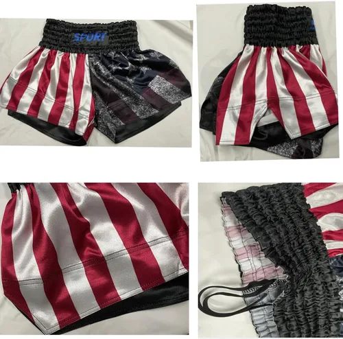 Miniatura 4 de Zimperad Pantalones cortos Muay Thai de la bandera estadounidense para hombres y mujeres, boxeo, kickboxing, ropa de lucha MMA, entrenamiento