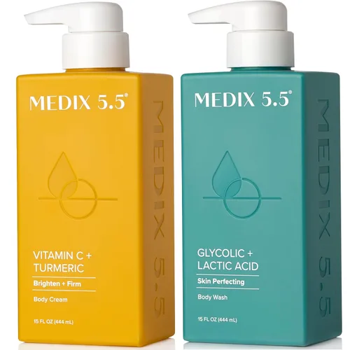 Miniatura 18 de MEDIX - Juego de 3 piezas para el cuidado de la piel antienvejecimiento Limpiador facial y corporal espumoso exfoliante con ácido glicólico AHA +