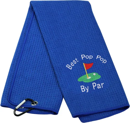 Miniatura 11 de JXGZSO Toalla de golf bordada para papá, toalla de golf bordada con clip (Best Dad by par)