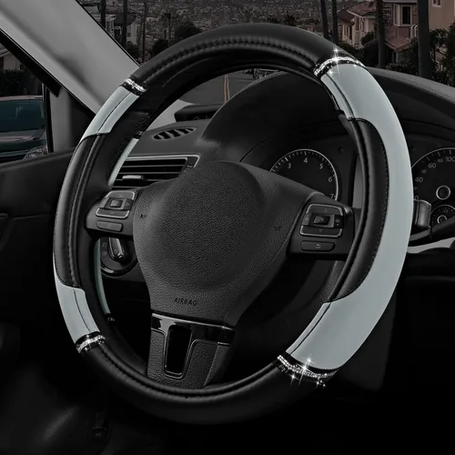 Miniatura 17 de Road Comforts Funda de Volante de Cuero - Hecha con Cuero PVC - Antideslizante, Ajuste Universal de 14 1/2 pulgadas a 15 pulgadas - Rosa Intenso