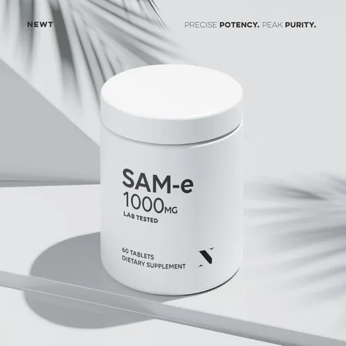 Miniatura 6 de Newt SAM-e 1000 mg por tableta, 60 porciones de grado farmacéutico, sin OMG, sin soja, sin gluten y con recubrimiento entérico, suplemento SAM e