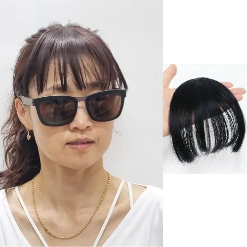 Miniatura 2 de Flequillo Clip de pelo sintético flequillo flequillo flequillo clip en extensiones de cabello en flecos frontal natural curvado plano limpio bang
