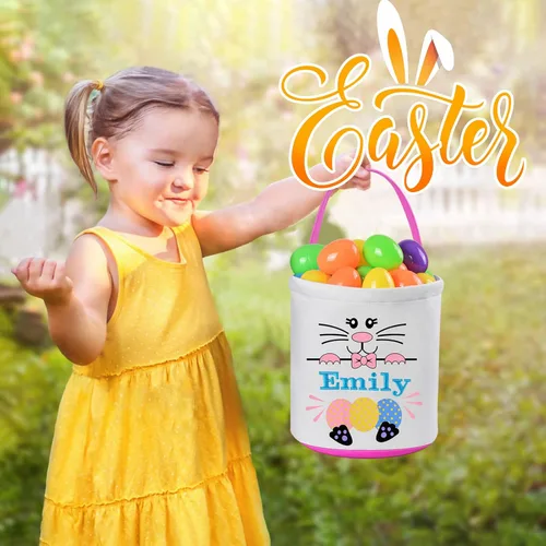 Miniatura 4 de 2 cestas de Pascua rosas para niñas y niños, cesta de huevos de Pascua, regalos de Pascua, cesta de Pascua para niños, cesta de caza de huevos de 2