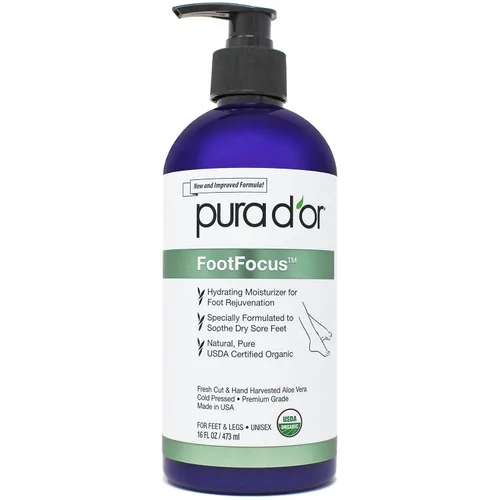 PURA D'OR FootFocus Gel orgánico de aloe vera de 16 onzas para reparación grave del talón agrietado productos para el cuidado de los pies - Alivia