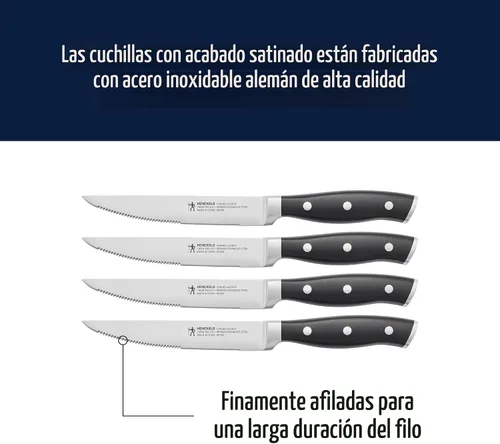 Miniatura 4 de HENCKELS Juego de 4 cuchillos para carne forjados Accent, negro, de ingeniería alemana, informado por más de 100 años de maestría