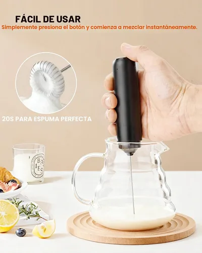 Miniatura 4 de Espumador de leche recargable con cubierta, fácil de llevar, mezclador de bebidas de mano, varita espumadora eléctrica para café, café con leche