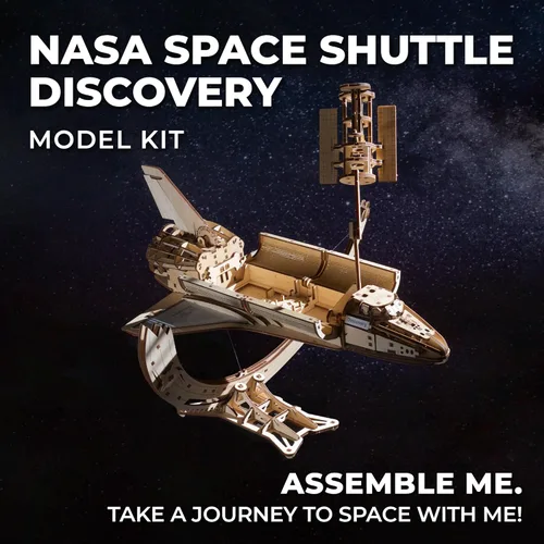 Miniatura 5 de UGEARS Descubrimiento del transbordador espacial de la NASA - Modelos de madera para construir para adultos - Kit de modelo de transbordador