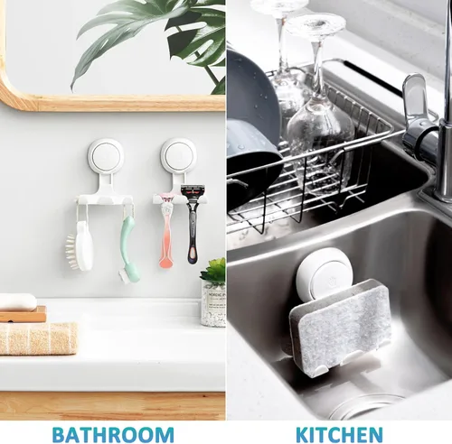 Miniatura 7 de TAILI Soporte para maquinilla de afeitar con ventosa para ducha, paquete de 2, toalla, lufa, soporte para afeitadora para pared de baño, potentes