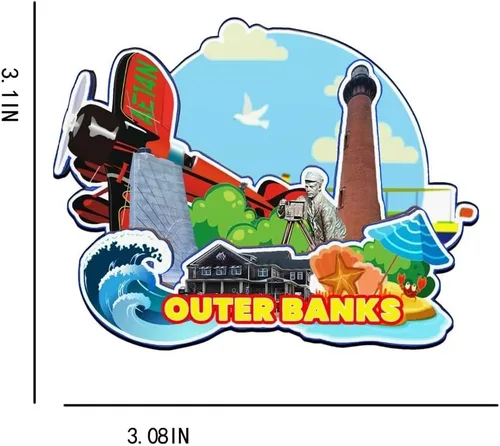 Miniatura 3 de Outer Banks 2938 - Imán de madera para nevera, diseño de Carolina del Norte, Monumentos 3D, recuerdos coleccionables, decoración hecha a mano