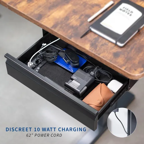 Miniatura 8 de VIVO DESK-DR16-BP - Cajón deslizante para debajo del escritorio de 16 pulgadas con regleta de alimentación para carga, organizador de Negro