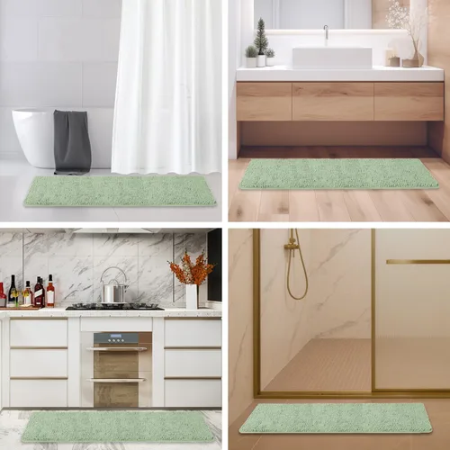 Miniatura 136 de Alfombra de baño pequeña de 12 x 18 pulgadas, lavable y absorbente, antideslizante, alfombra de baño de felpilla gruesa y suave para baño, ducha