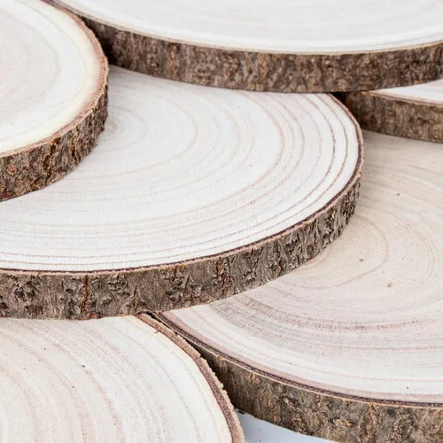 Miniatura 8 de Maputune - 8 piezas de 20-23 cm de rebanadas de madera grandes sin terminar para centros de mesa, plato de madera natural rústico para manualidades