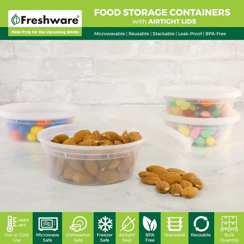 Miniatura 2 de Freshware Recipientes de almacenamiento de alimentos [240 piezas] recipientes de plástico de 8 oz con tapas, limo, sopa, para preparación