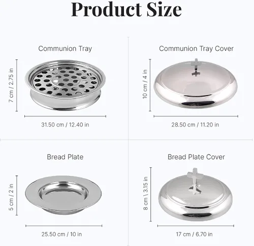 Miniatura 3 de Communion Ware - Juego de iglesia apilables, 2 bandejas de comunión con tapa y 2 platos de pan con tapa, 80 tazas incluidas, ideal para iglesias