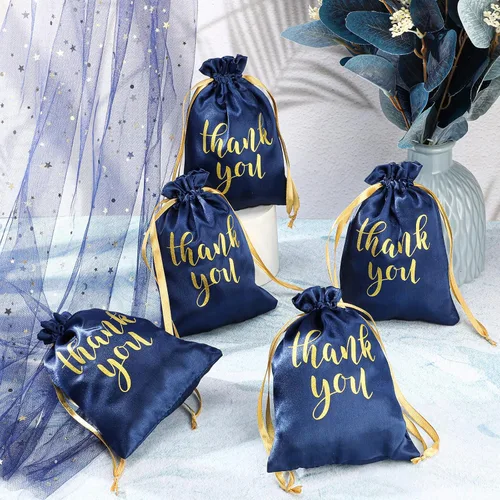 Miniatura 3 de Sieral 50 Piezas Bolsas de Regalo de Satén de Agradecimiento con Cordón Bolsas de Joyería Dulces para Mujeres Navidad Boda Baby Shower Cumpleaños