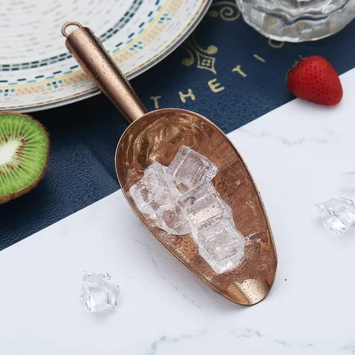 Miniatura 6 de Berglander Cuchara de hielo de acero inoxidable oro rosa de 6 onzas, cuchara de hielo de metal chapado en cobre de titanio para máquina de hielo, 4.