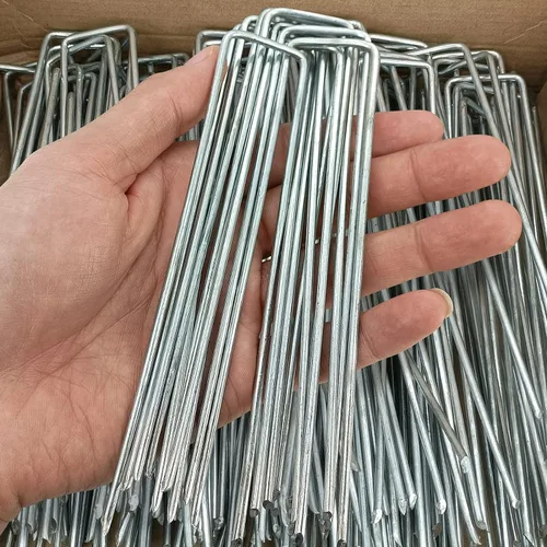 Miniatura 7 de 100 piezas de grapas de paisajismo de jardín de 6 pulgadas, clavijas galvanizadas, estacas para césped para barrera contra malezas, cubierta