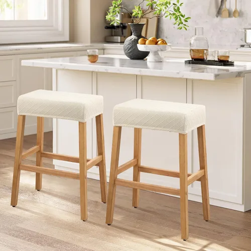 Miniatura 2 de YISUN Fundas de taburete rectangulares, paquete de 2 fundas elásticas impermeables para asiento de silla de montar, taburetes de bar, sillas de bar