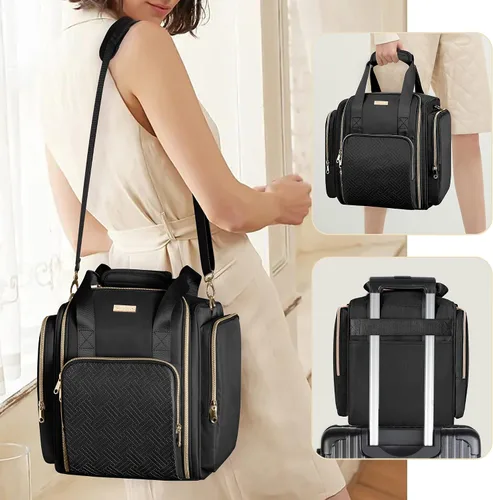 Miniatura 6 de Bolsa de maquillaje de viaje con 5 estuches extraíbles, estuche organizador de maquillaje grande con correa y múltiples bolsillos de almacenamiento