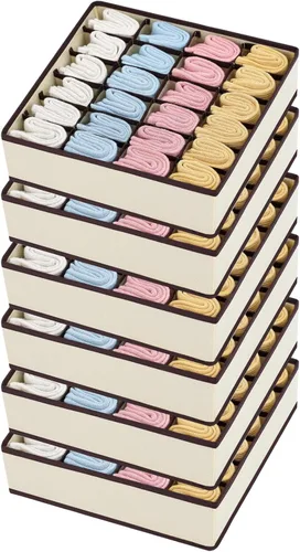 Miniatura 36 de Joyoldelf Organizador de cajones para calcetines, organizador de ropa interior, organizador de 16 celdas de tela, cajas de almacenamiento para Gris
