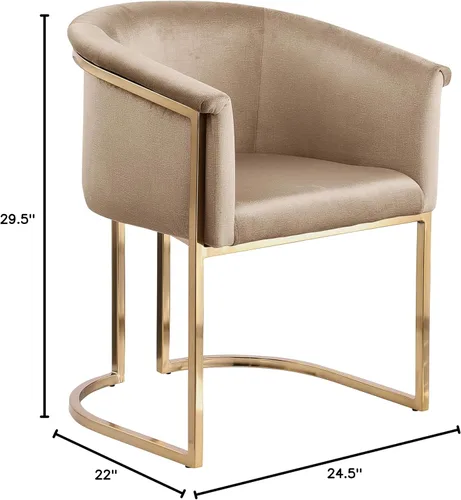Miniatura 3 de Meridian Furniture 758Beige-C Tierra Collection Modern Silla de comedor tapizada contemporánea con lujoso terciopelo beige, acabado de latón