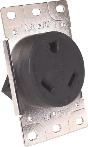 Miniatura 2 de Journeyman-Pro RV 30 Amp, 125 voltios, NEMA TT-30R, 2P, 3W Toma de corriente de montaje empotrado, hoja recta, grado industrial, conexión a