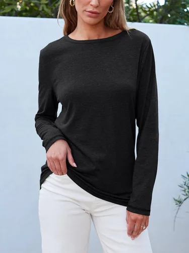 Miniatura 25 de SUNBS Paquete de 3 camisas de manga larga para mujer, ajuste holgado, ropa de otoño, ropa de moda 2025, camisetas básicas de entrenamiento, trajes
