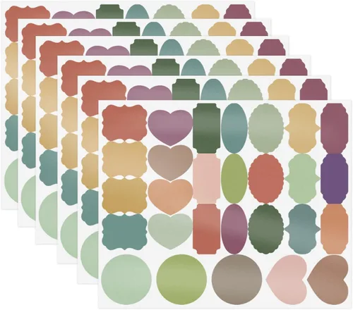 Linkidea 168 etiquetas adhesivas de colores con formas elegantes, etiquetas adhesivas pequeñas de colores con bolígrafo de pizarra blanca para