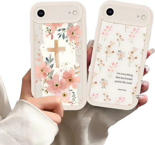 Miniatura 58 de Paquete de 2 fundas protectoras para iPhone 13 de 6.1 pulgadas con versículo bíblico de Jesús y cruz cristiana floral, para mujeres y niñas, funda