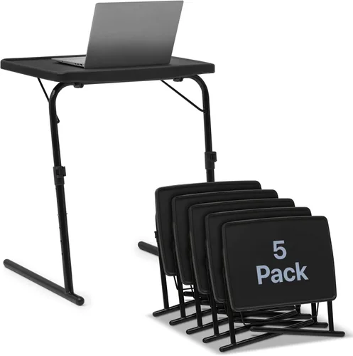 Miniatura 15 de Magshion Bandeja de TV inclinable ajustable de 22 pulgadas, mesa para cena en cama o sofá, cómoda mesa negra plegable con 3 ajustes de ángulo