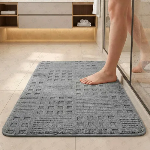 Miniatura 10 de Tapetes de baño de 30 x 20 pulgadas, antideslizantes, absorbentes, de secado rápido, lavables a máquina, con respaldo de goma, alfombra suave
