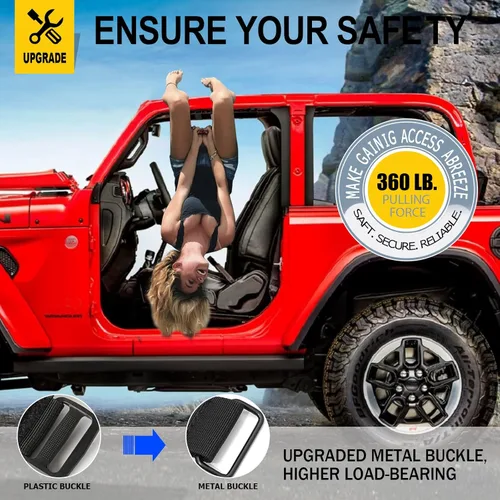 Miniatura 2 de moveland Paquete de 4 Asas de Agarre de Barra Antivuelco, Asas de Agarre de Paracord para Jeep Wrangler JL, JK, TJ, YJ 1955-2023 y Accesorios Jeep