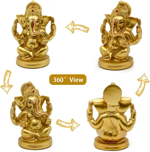 Miniatura 4 de alikiki Estatuas hindúes de Dios Señor Ganesha – 5 pulgadas de alto, india, Dios Ganesha, ídolo para el hogar, decoración de mandir Pooja, figura
