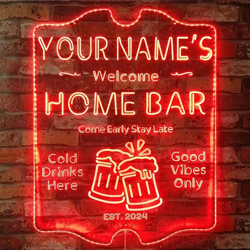Miniatura 45 de ADVPRO Letrero de neón LED de doble color personalizado con tu nombre para bar casero de cerveza, año de establecimiento, blanco y morado, 16 x 12