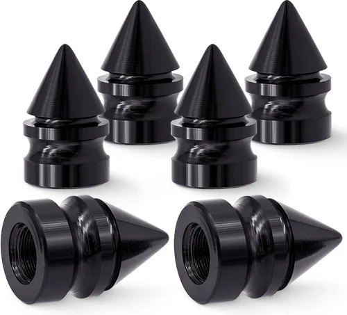 Miniatura 27 de 4 piezas de tapas de válvula de rueda con estilo púas, resistentes a la corrosión, universales de aleación de aluminio a prueba de polvo para Spiked