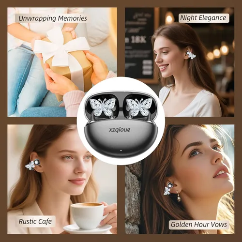 Miniatura 7 de Auriculares de Clip Inspirados en Joyería con Mariposa Extraíble, Ajuste Cómodo Auriculares Abiertos de Clip, Auriculares Inalámbricos Bluetooth