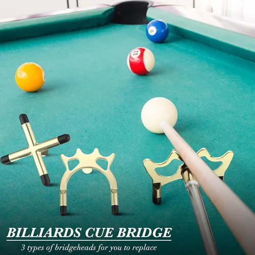 Miniatura 2 de Skylety Retractable Billiards Cue Snooker Pool Bridge Stick with 3 Pieces Removable Bridge Head, Snooker Set Billiards Pool Cue Accessory for Pool